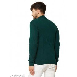 Men High Neck Bottle Green Sweater/MS