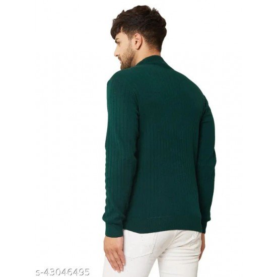 Men High Neck Bottle Green Sweater/MS