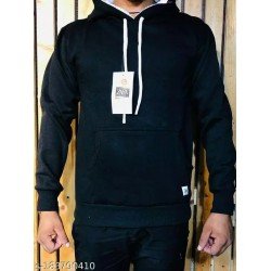 Men's Cotton Hooded Sweatshirt Black Color/MS