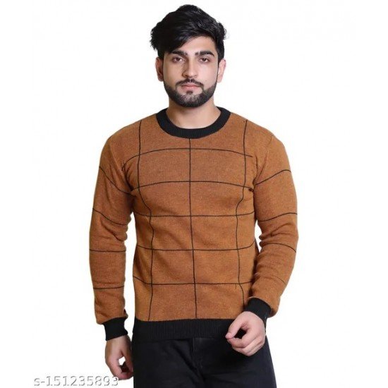 Tysort Men Round Neck Full Sleeve Printed Woolen Winter Sweater/MS