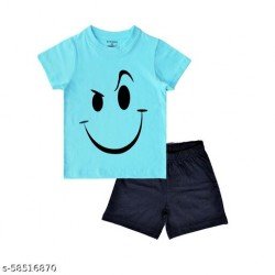 BOYS PRINTED COTTON T-SHIRT WITH SHORTS CLOTHING SETS